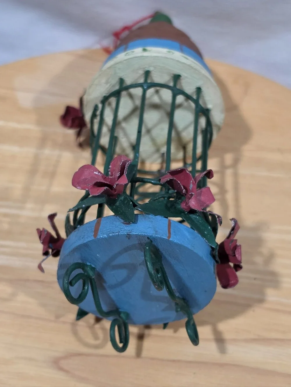 Vintage Birdcage Christmas Ornament Poinsettia Holiday Decor 8